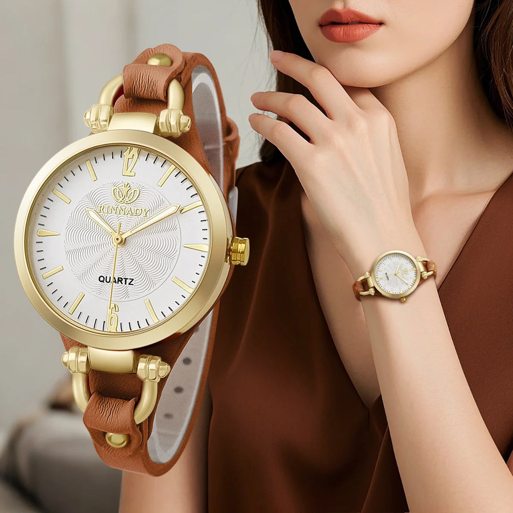 Vintage Ultra-thin Leather Strap Women Quartz Watch Fashion Ladies Wristwatches Clock Gift Reloj Mujer
