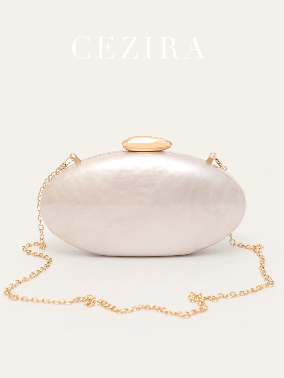 Women's Fashion Evening Clutches Luxury Plain Acrylic Long Chain Cross body Handbag Oval Shaped Fits Phone Wedding Banquet Party