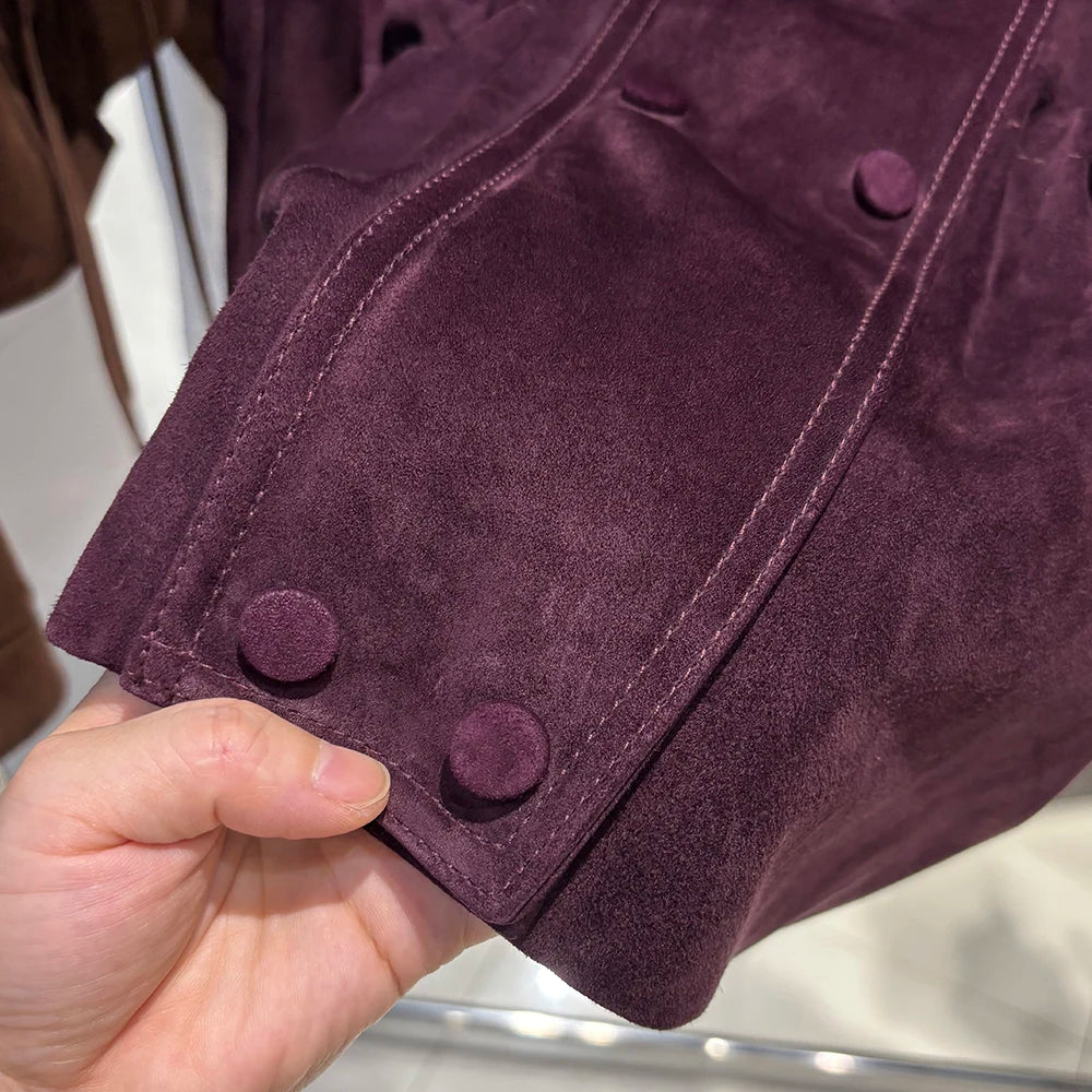 YOLOAgain 2025 Autumn Oversized Leather Jacket Coat Women High Quality Suede Jacket
