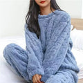 Autumn Ladies Plush Fluffy Cozy Tracksuit Relax Loose Home Loungewear Suit For Weekend Rest Xmas Eve Casual Household Wear