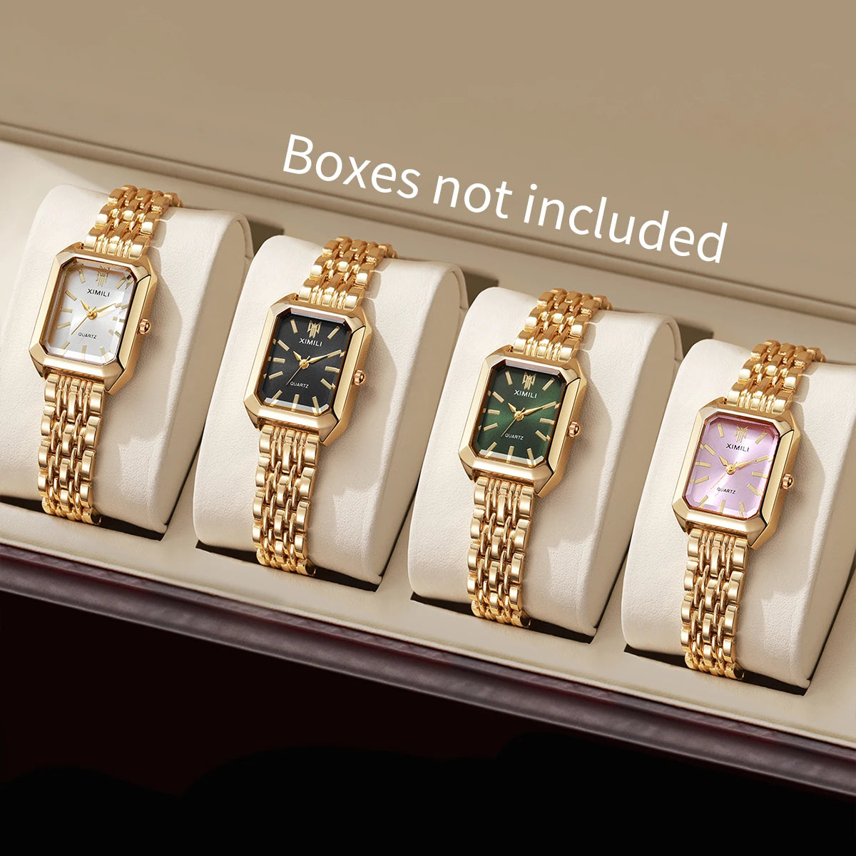 1/2/4PCS Elegant Rectangle Woman Quartz Watch Luxury Stainless Steel Band Ladies Wristwatches Relogio Feminino（Without Box）