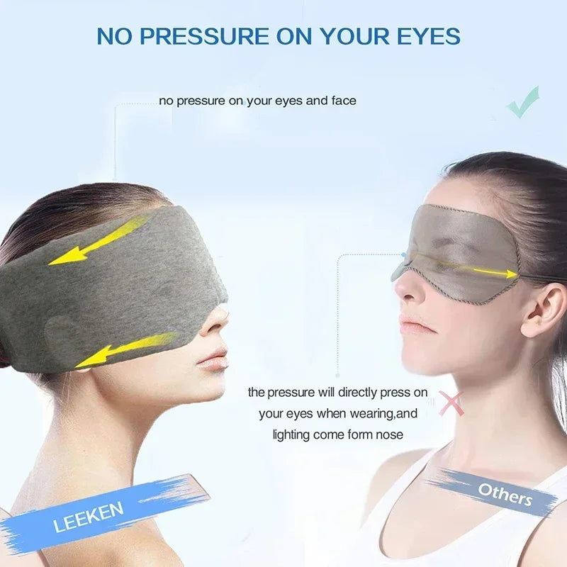 Sleep Mask for Men Women,100% Cotton Sleep Eye Mask with Fully Adjustable Strap, 100% Light Blocking Eye Mask for Sleeping, 0 Pressure Eye Covers for Travel Yoga Nap (Gray)