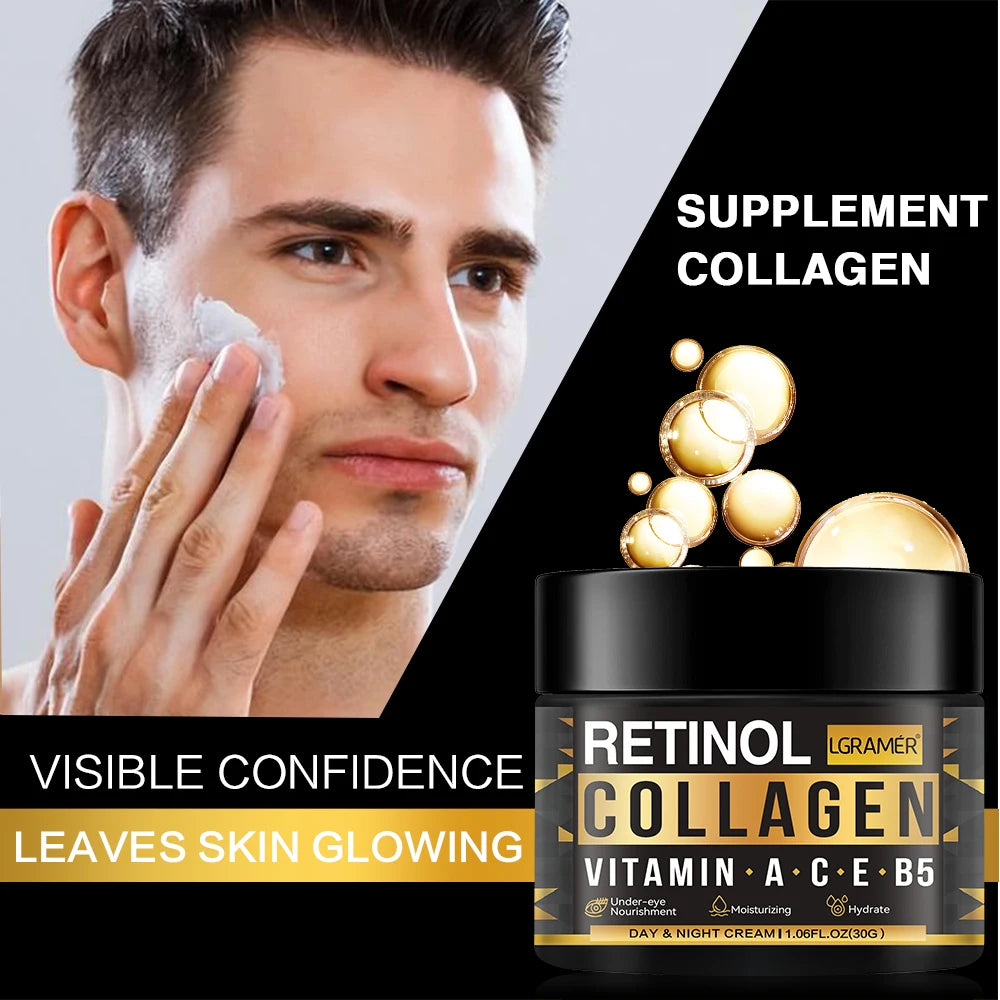 Men's Retinol Collagen Face Cream Skincare Moisturizing Brightening Hydrating Smooth Wrinkles Firming Facial Men Skin Care