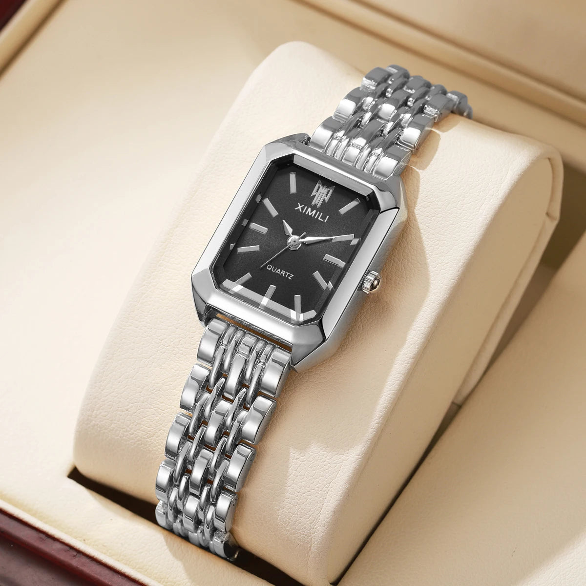 1/2/4PCS Elegant Rectangle Woman Quartz Watch Luxury Stainless Steel Band Ladies Wristwatches Relogio Feminino（Without Box）