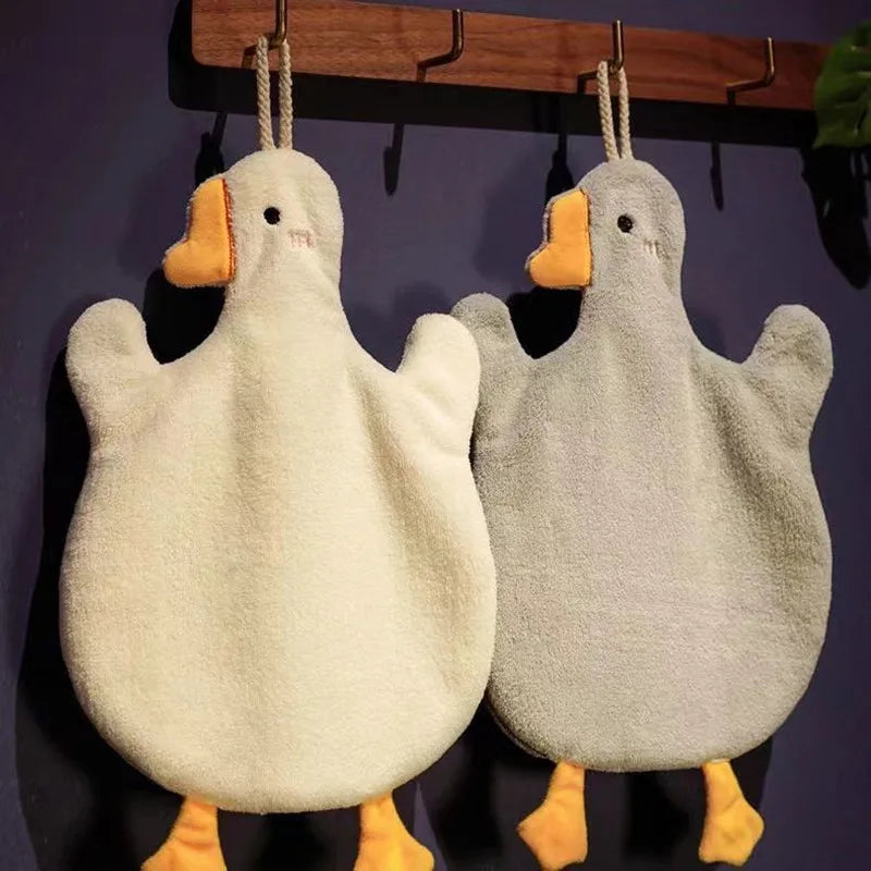 Cute Cartoon Goose Hand Towel for Kitchen and Bathroom - Hanging, Thickened, Absorbent Hand Towel