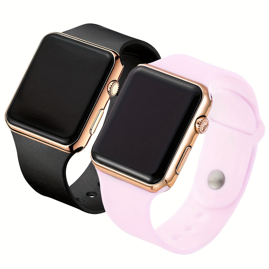 2pcs Couples Watch LED Display Electronic Watch Sports Silicone Digital Wrist Watch For Women Men Valentines Gift For Her Him