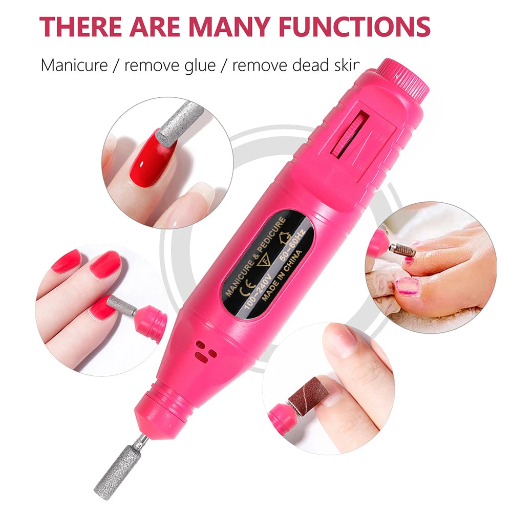 Electric Nail Drill Machine Set Pedicure Grinding Equipment Mill For Manicure Professional Strong Nail Polishing Tool
