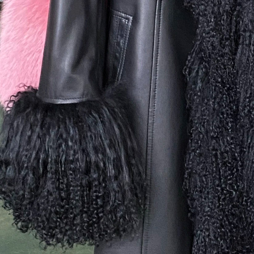 YOLOAgain Mongolia Sheep Fur Jacket Women Real Leather Coat Suede Jacket