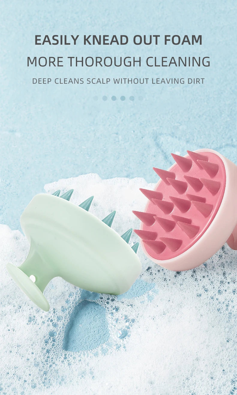 Silicone Shampoo Scalp Hair Massager Head Body Scalp Massage Brush Scalp Massage Brush Comb Magic Handle Brush Spa Massage Brush