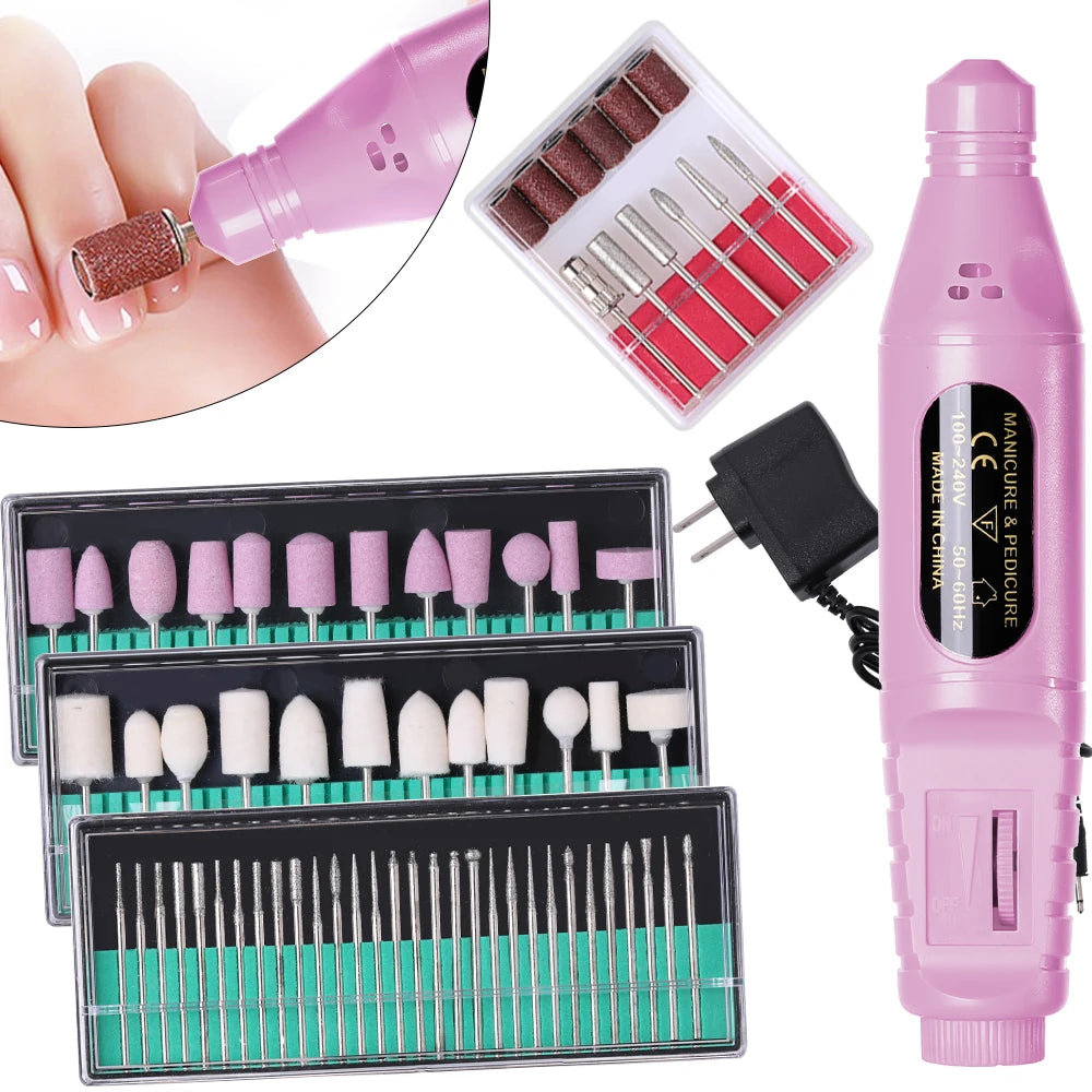 Electric Nail Drill Machine Set Pedicure Grinding Equipment Mill For Manicure Professional Strong Nail Polishing Tool