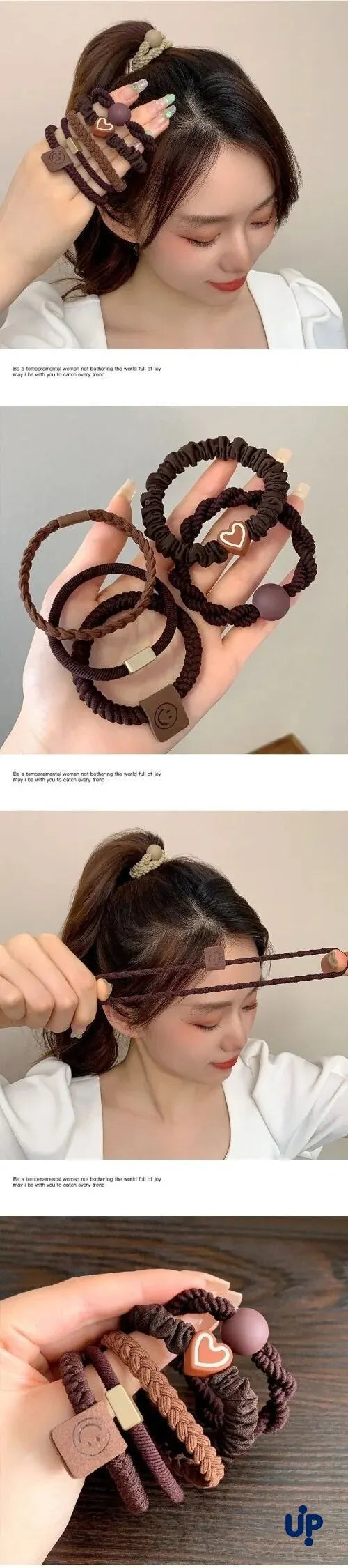 10PCS Headband Leather Band Female High Ponytail Holster Hair Accessories Simple High Elasticity Durable Rubber Band Hair Circle