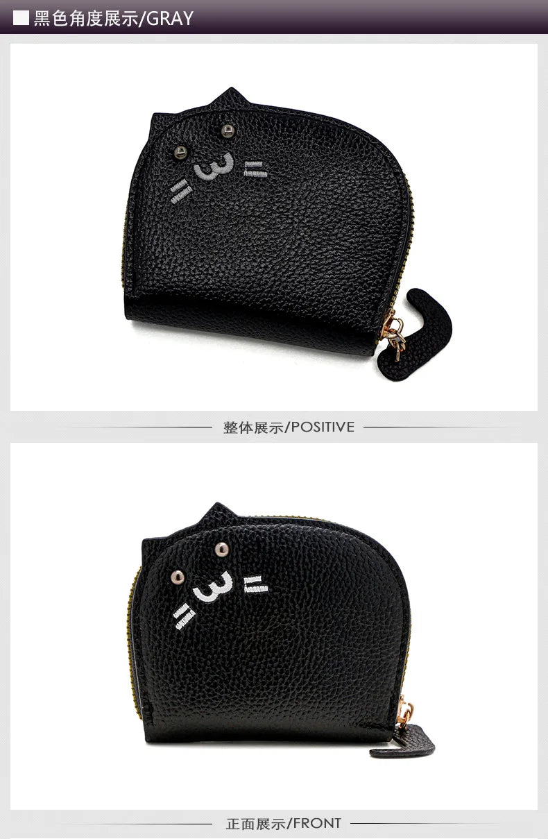 Women's Wallets New Cartoon Cat Compact Kawaii Cute Fashionable Trendy Small Card Bags Portable Large Capacity Coin Purses Girl