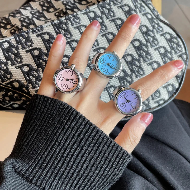 Ring Watch New Hot Selling Creative Alloy Shell Finger Circular Dial Couple Men And Women