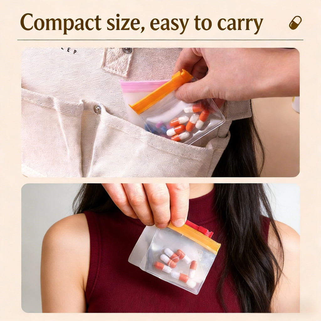 7pcs Pill Pouch Bags Reusable Zippered Pill Pouch Set Medicine Organizer Self Sealing Translucent Medicine Bags Travel Bags