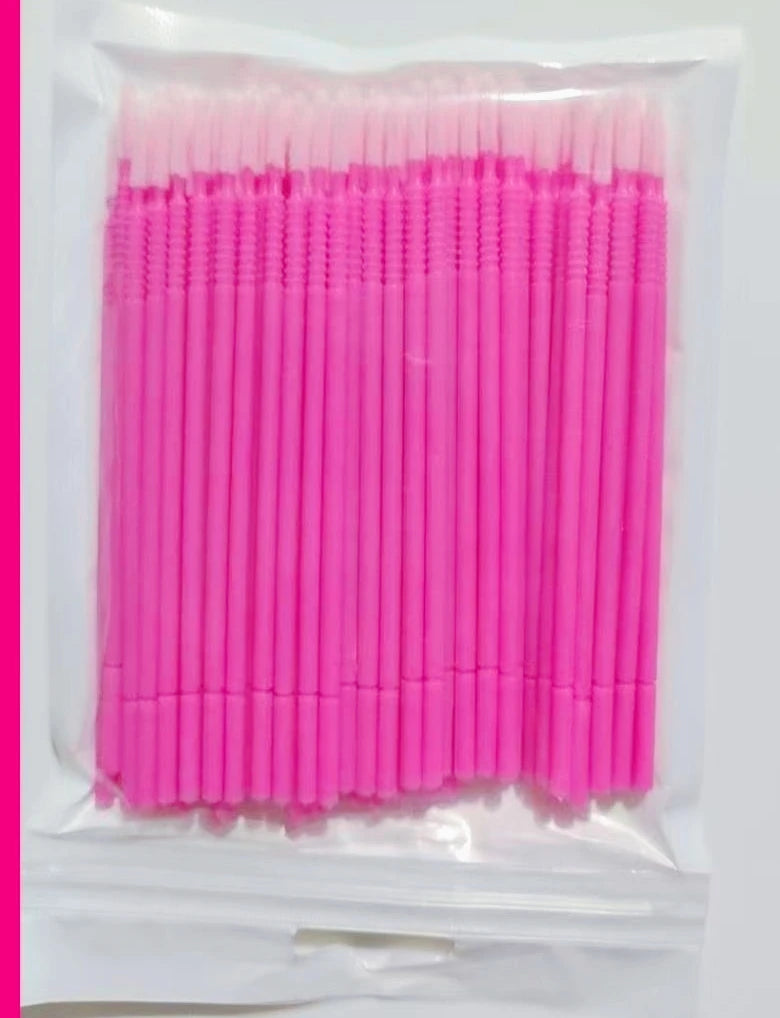 Wholesale 100pcs Long Head Bendable Micro Brushes Lash Extensions Eyelash Glue Cleaning Brush for Eyelashes