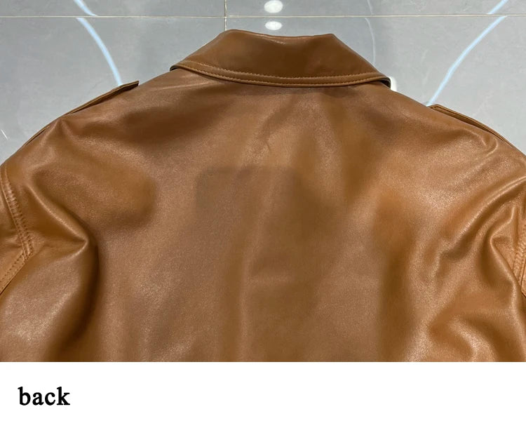 Winter Genuine Leather Outwears For Women High Quality Female Large Pocket Epaulet Belt Mid Long Jacket Female Warm Windbreaker