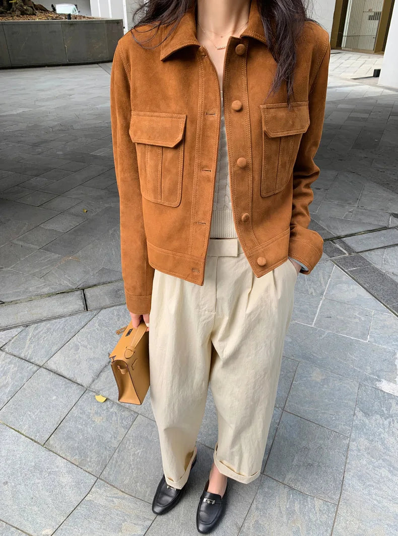Classic Quality Leather Jacket For Women 2025 Winter Cashmere Suede Leather Coat Female Slimming Versatile Jaqueta Streetwear