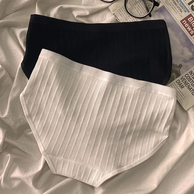 3PCS/Set Sports Style Cotton Women's Panties Girls' Underwear Breathable Mid Waist Shorts Sexy Lingerie Plus Size Solid Briefs