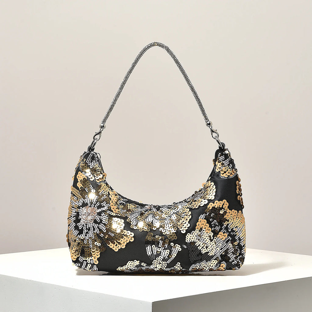 Shoulder Bag,Floral Pop,Sequin Bag,Embroidery,Gala Night,Party Outfits,Prom Bag,Wedding Items,Elegante,Valentine,Random Pattern