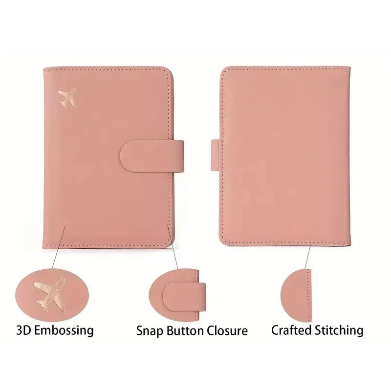 RFID Blocking Waterproof Leather Passport Holder Travel Credit Card Wallet Passport Book for Women Men Buckle Passport Cover