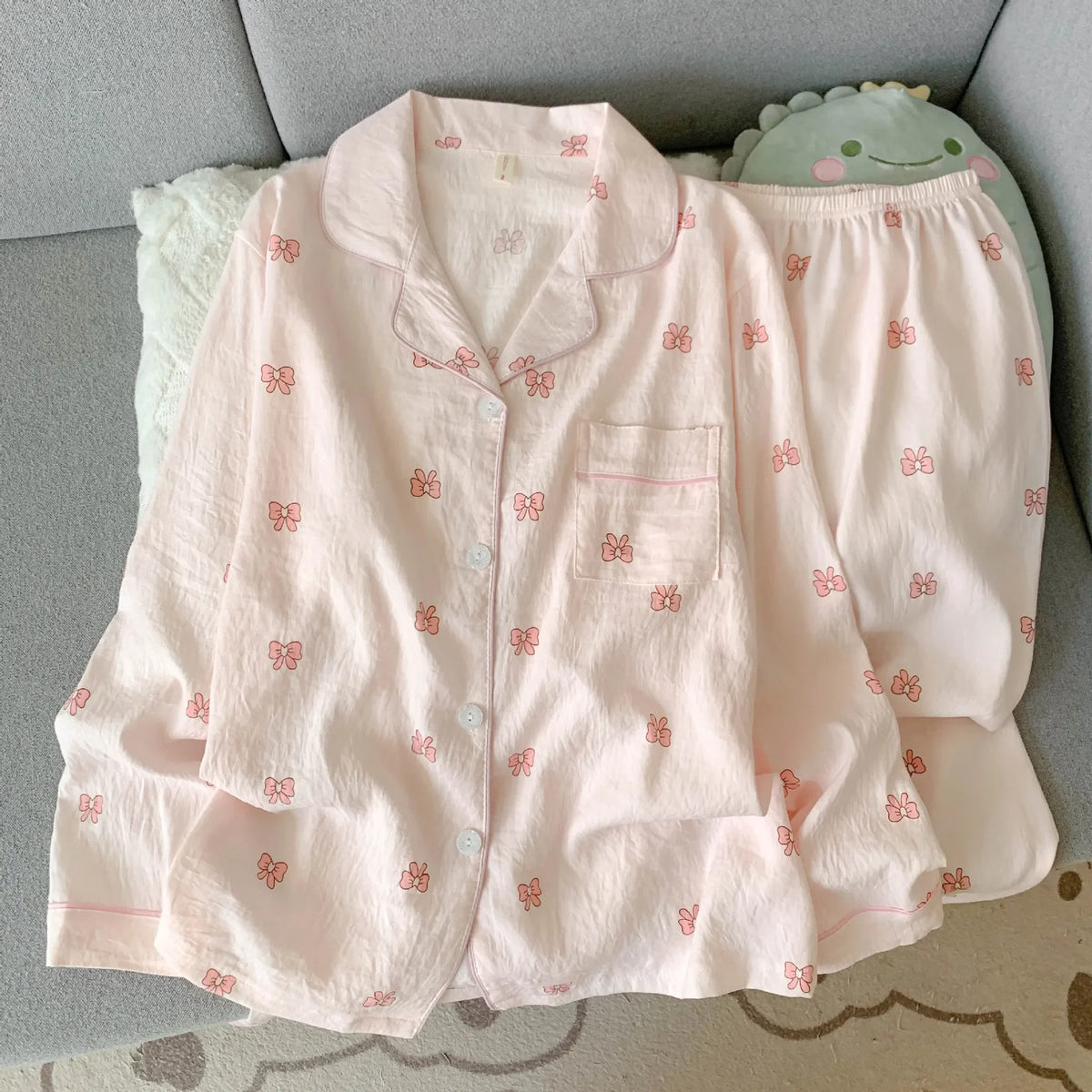 Spring/Autumn New Arrivals: Cloud-Print Cotton Long-Sleeved Pyjama Set for Women Adorable Sweetheart Style Nightwear Homewear