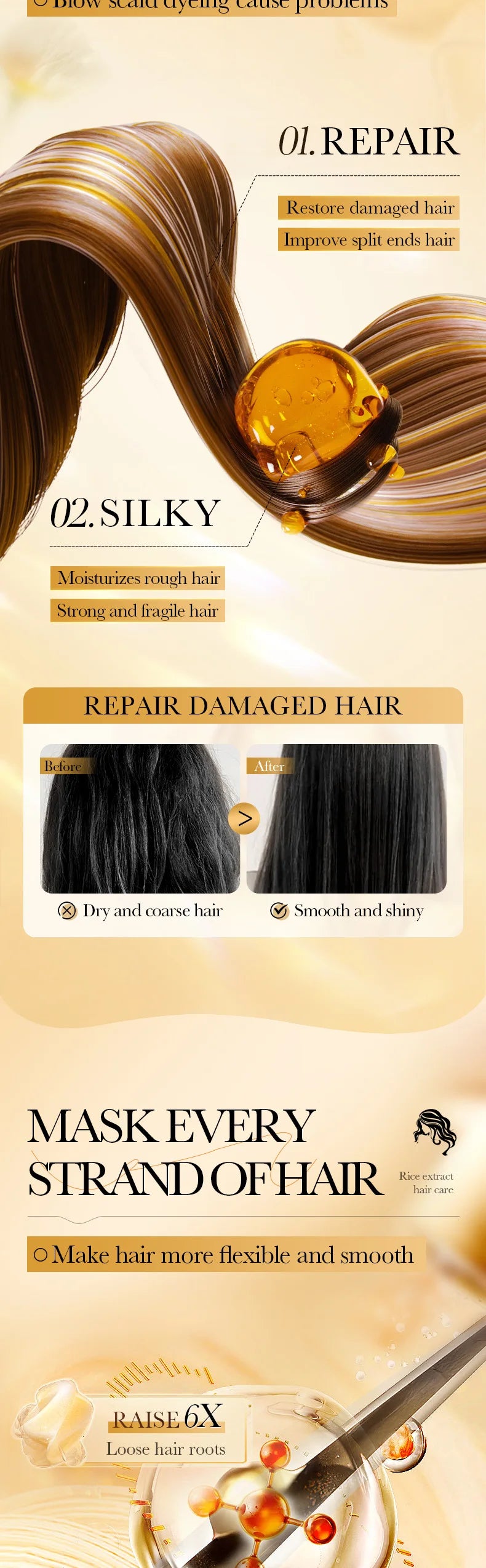 10/30/50/100/400g Magical Keratin Hair Mask 5 Seconds Repair Damaged Frizzy Hair Soft Smooth Shiny Rice Moisturizing Hair Care