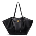 Fashion Large Capacity Trapeze Women Shoulder Bags Designer Metal Lock Handbags High-Quality Pu Leather Big Tote Commute Bag