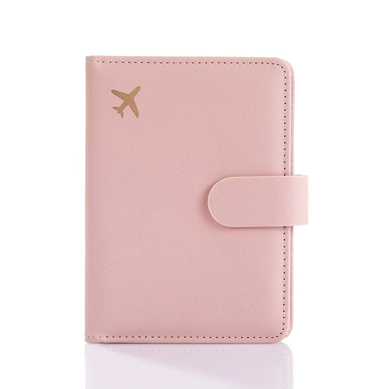 RFID Blocking Waterproof Leather Passport Holder Travel Credit Card Wallet Passport Book for Women Men Buckle Passport Cover
