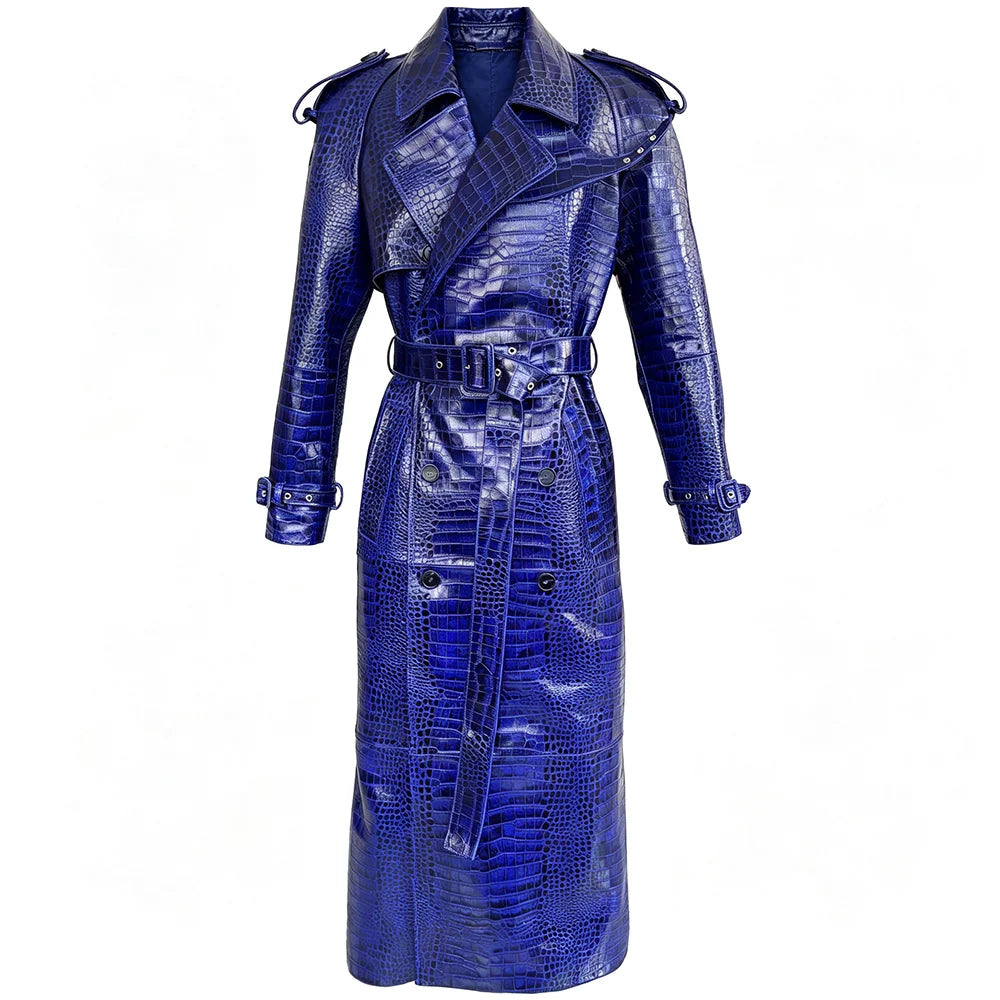 YOLOAgain 150cm Extra Length Real Leather Trench Coat Women Double Breasted Suede Coat Female