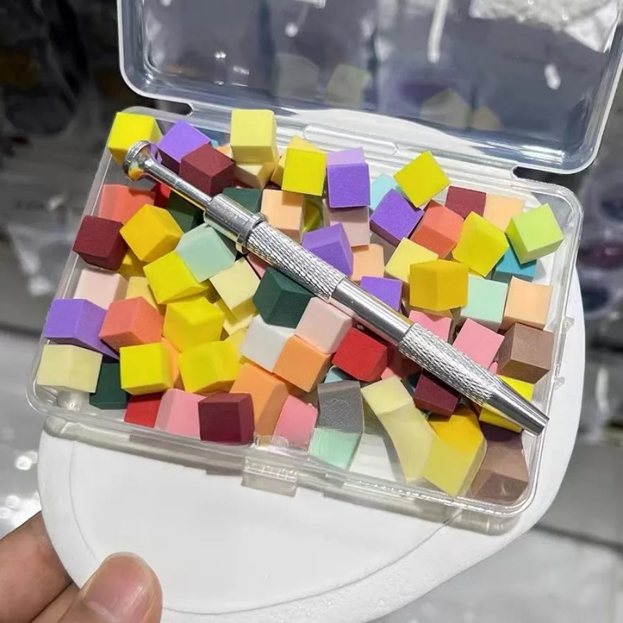 100pcs Gradient Sponge Brush for Nail Art, Gel Polish Brush, Glitter Powder, Manicure Accessory