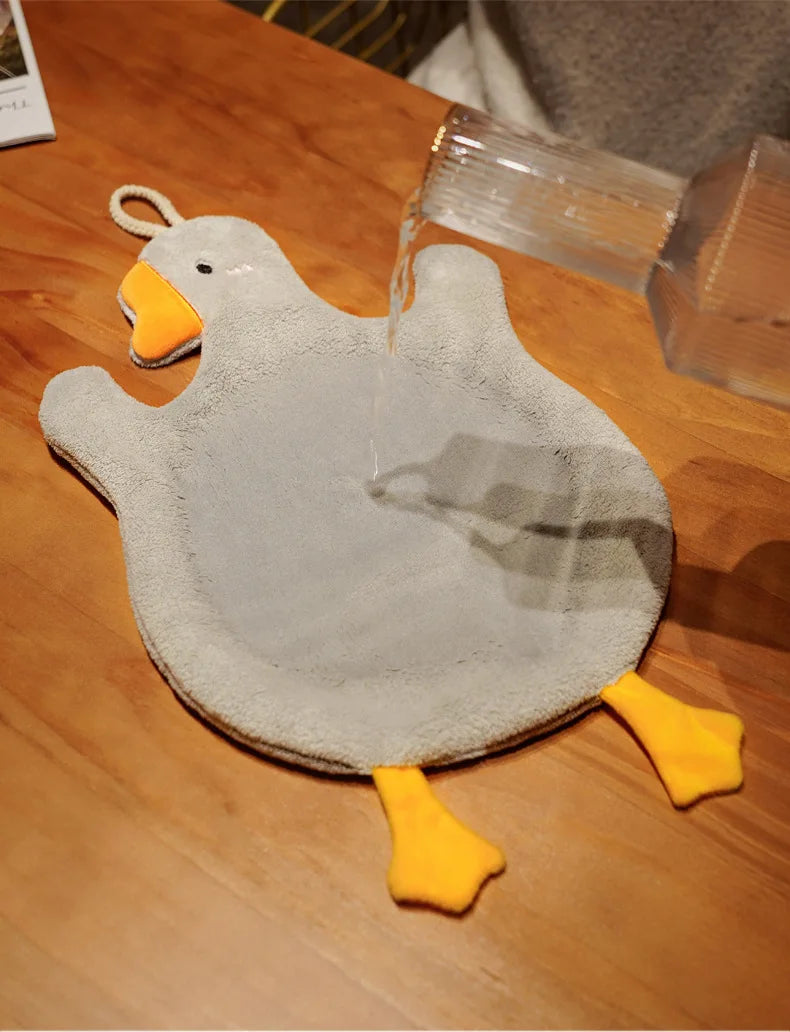Cute Cartoon Goose Hand Towel for Kitchen and Bathroom - Hanging, Thickened, Absorbent Hand Towel