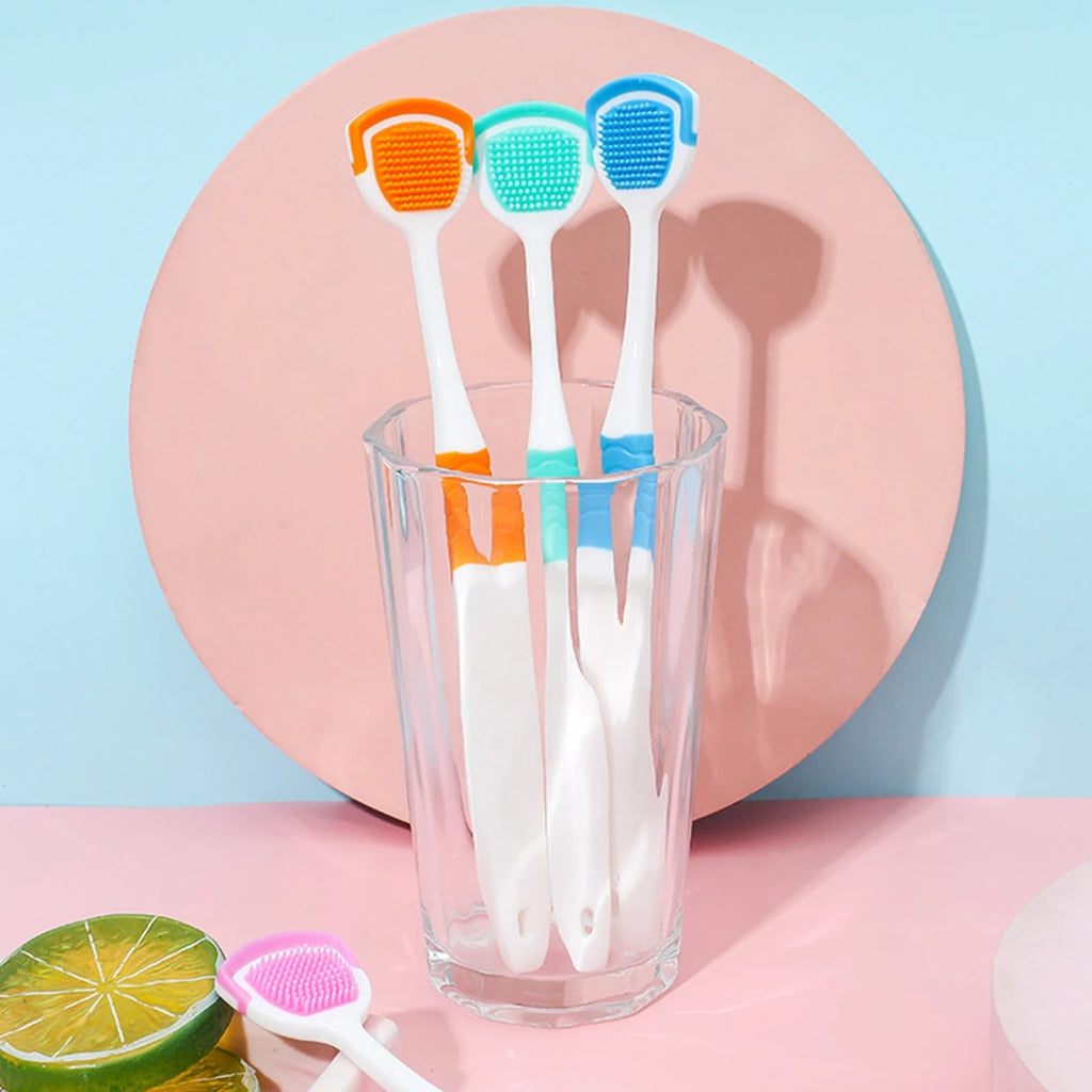 1/4pcs Tongue Cleaners Adult Kids Reusable Silicone Tongue Scraper Brush Washable Tongue Cleaning Tool Fresh Breath Oral Hygiene