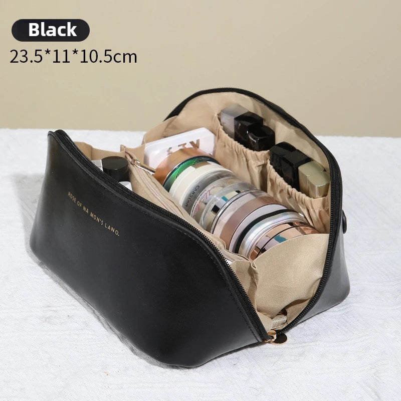 Large Capacity Cosmetic Bag Cosmetic Storage Bag PU Leather Portable Travel Toiletry Bag Women Cosmetic Bag Toiletries Organizer