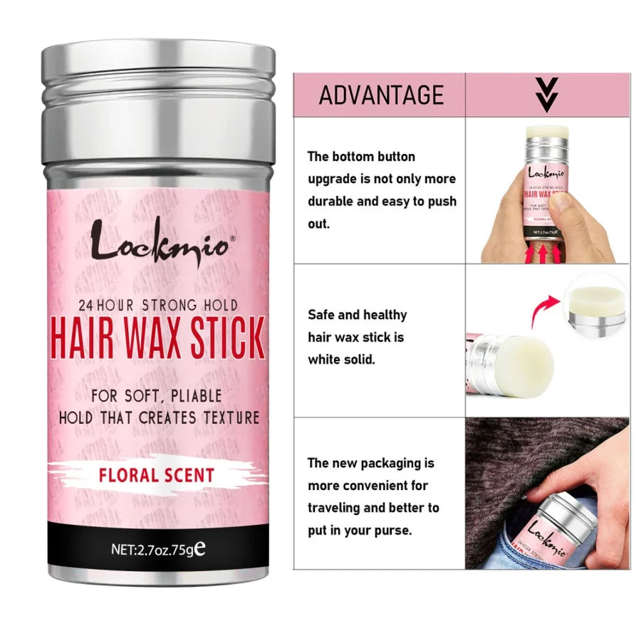 Professional Styling Wax for Women Anti-frizz Pomade Smoothing Broken Back Hair Mud Messy Hairs Control Wax Rod for Natural Wigs