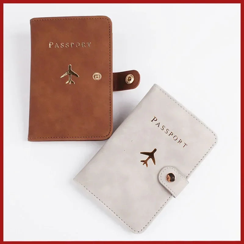 RFID Blocking Waterproof Leather Passport Holder Travel Credit Card Wallet Passport Book for Women Men Buckle Passport Cover