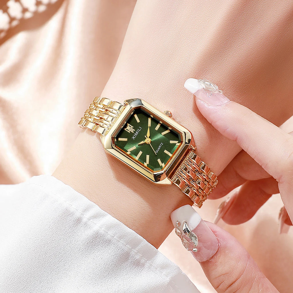 1/2/4PCS Elegant Rectangle Woman Quartz Watch Luxury Stainless Steel Band Ladies Wristwatches Relogio Feminino（Without Box）