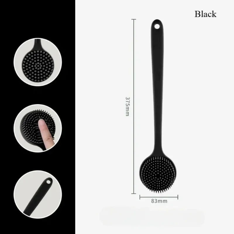 Silicone Body Scrubber Back Brush for Shower Long Handle Body Deep Cleansing and Exfoliating Massage Double-Sided Soft Bristles