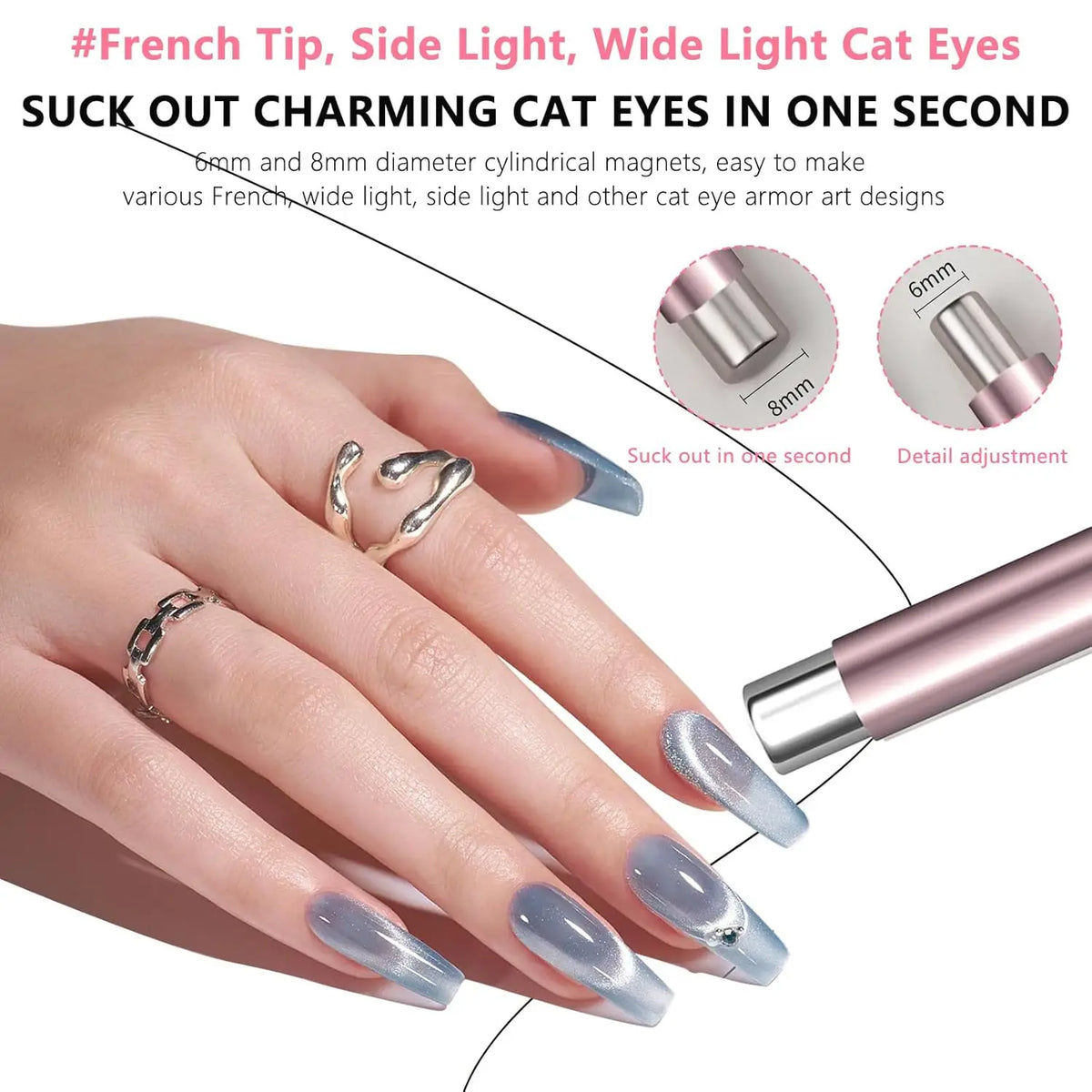 1/2Pcs Cat Eye Magnetic Set Ball With Nail Magnetic Stick Tool Set Double-head Strong Magnet Pen 3D Cat Eye Gel Nail Supplies