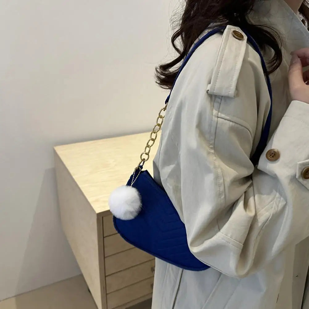 Mini Women Shoulder Bags Fashion Felt Women's Bag Advanced Design Underarm Handbags Mini Saddle Bag