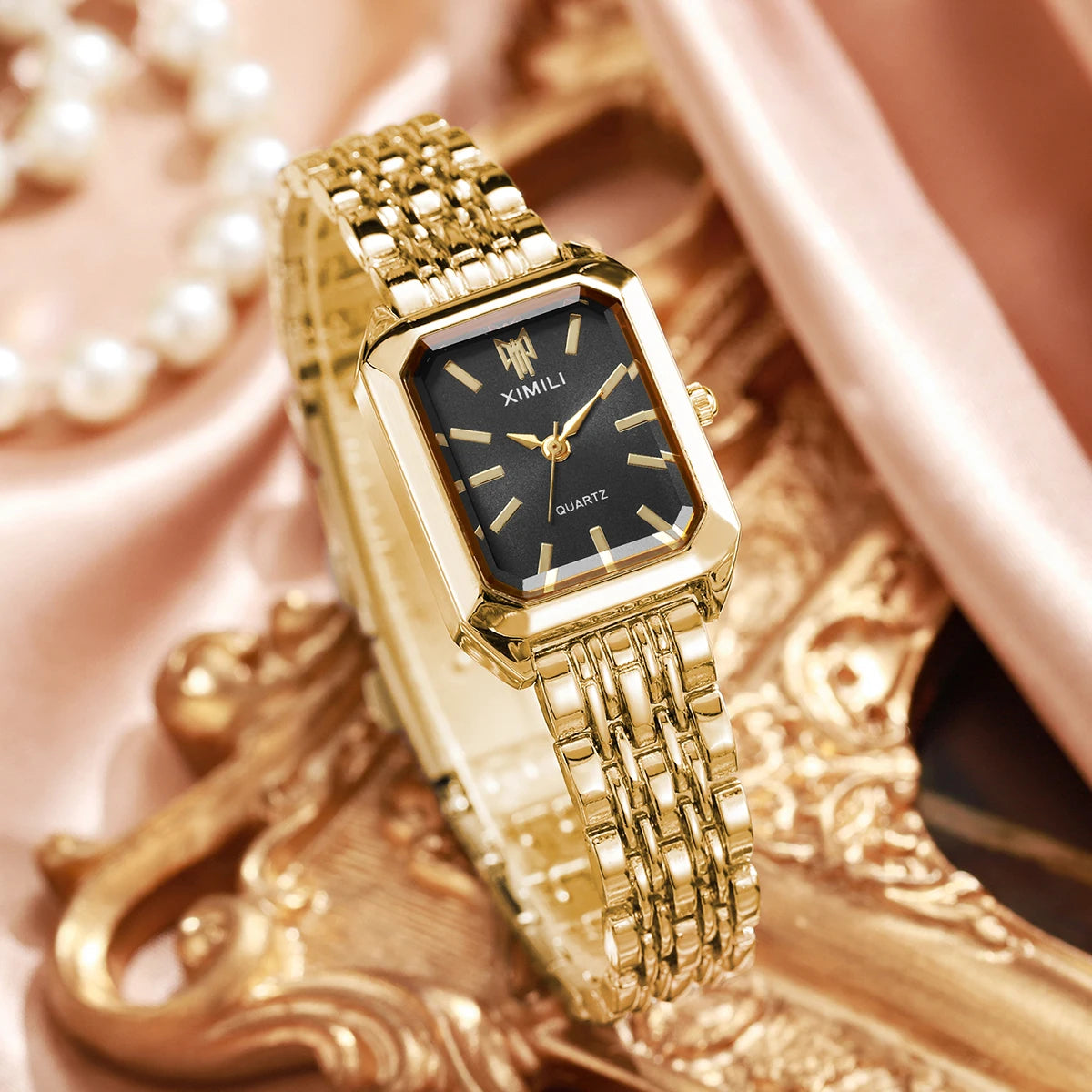 1/2/4PCS Elegant Rectangle Woman Quartz Watch Luxury Stainless Steel Band Ladies Wristwatches Relogio Feminino（Without Box）