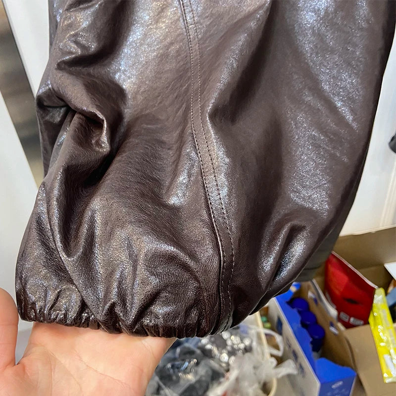 Women Spring Black Genuine Sheepskin Leather Short Jacket Coat Autumn Real Leather Jacket