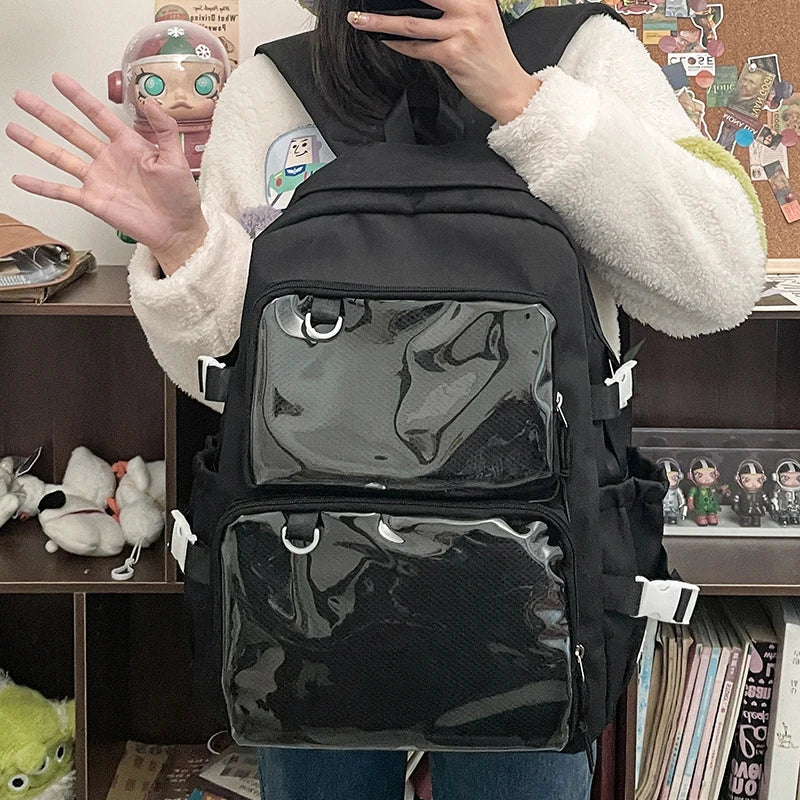 Japanese Style Transparent Ita Bag for Girls Comic Cons Large Capacity Women Backpack Fashion School Bags for College Student JK