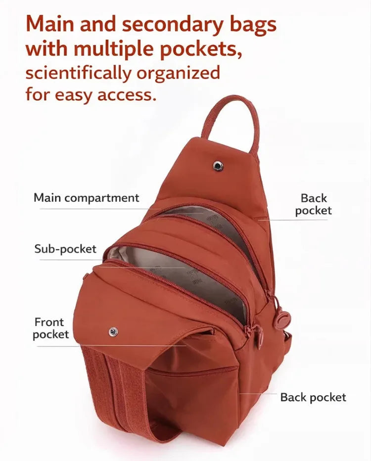 Women's Lightweight Mini Backpack, Oxford Cloth Chest Bag with Anti-theft Function, Simple Stylish Versatile Convertible Daypack