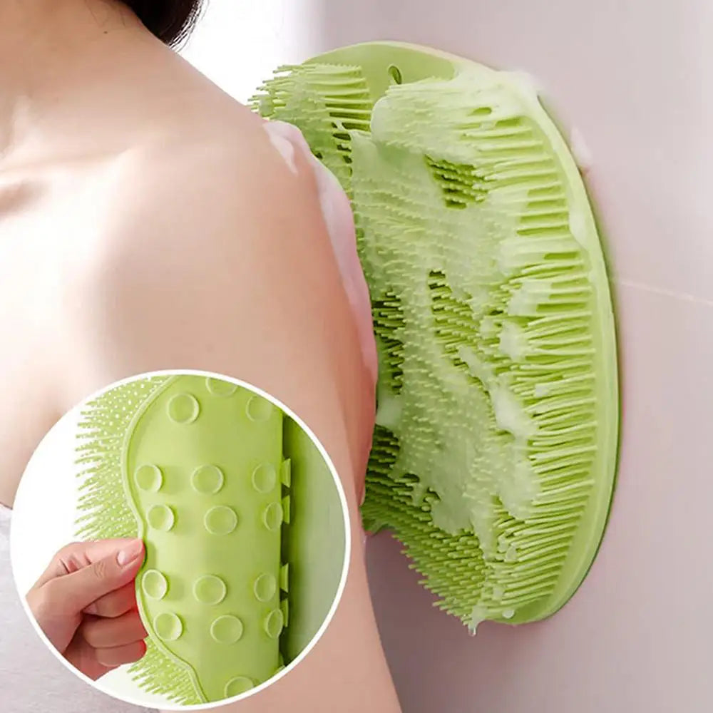 Scrubber Shower Massage Pad Silicone Shower Wall Mounted Back Massage Reusable Cleaning Brush Shower Feet Wash Mat Washer