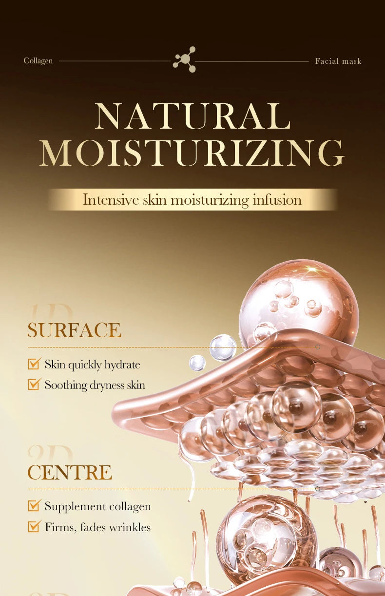 SADOER Golden Collagen Facial Masks Moisturizing Anti-Aging Anti Wrinkles Face Mask Sheet Collagen Masks Skin Care Product
