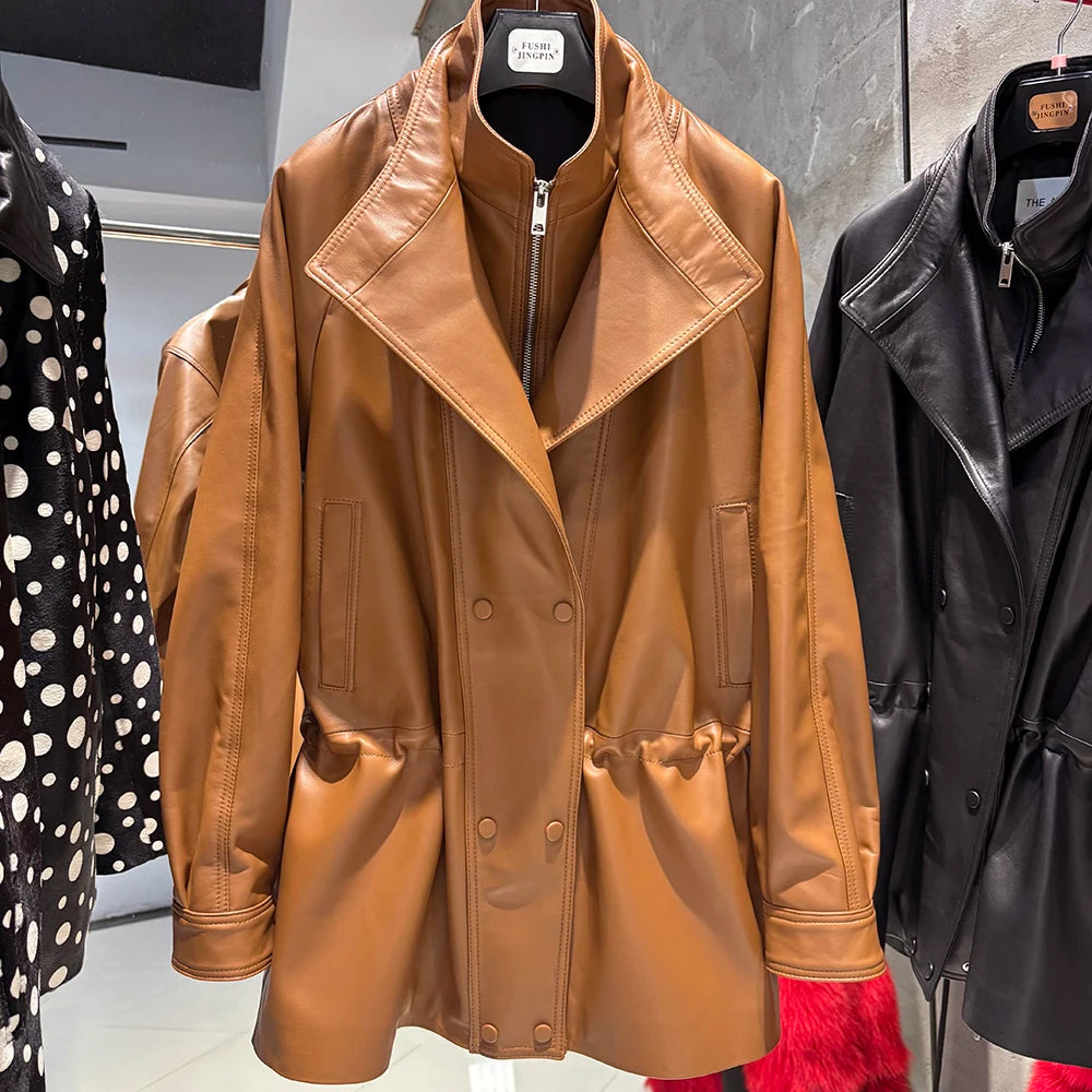 YOLOAgain 2025 Autumn Oversized Leather Jacket Coat Women High Quality Suede Jacket
