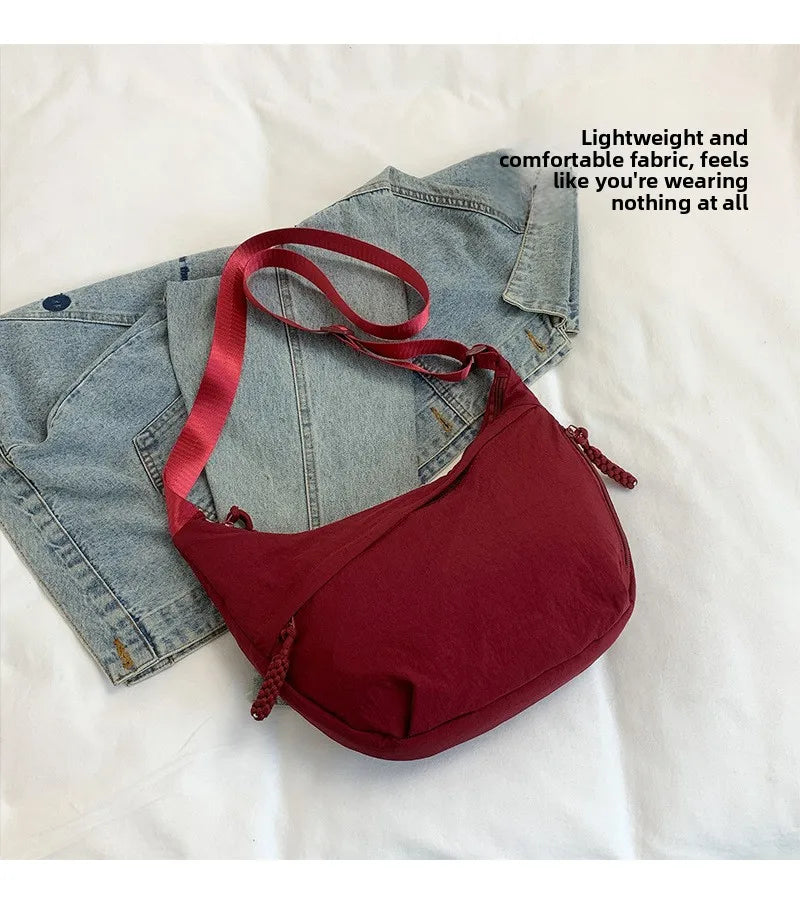 Women'S Simple Solid Color Canvas Dumpling Bag Casual Handbag Personalized Men'S Shoulder Bag Daily Use