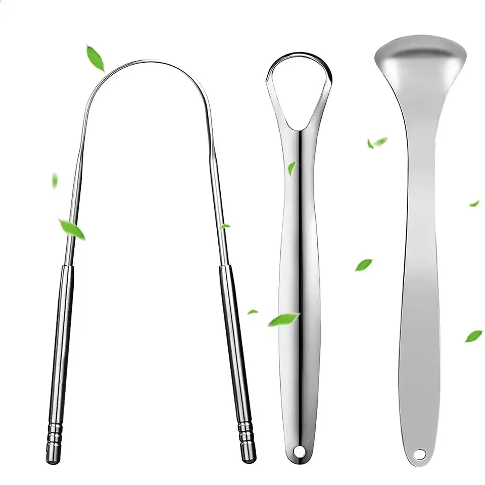 1pcs/2pcs/3pcs Metal Tongue Scraper Cleaner for Adults & Kids, Portable Stainless Steel Tongue Scrapers Brushes for Removing