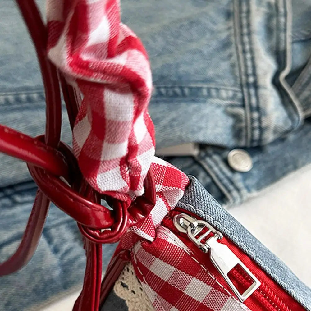 Fashion Grid Mini Handbags Adjustable Shoulder Strap Korean Hand-held Commuting Bag Single-shoulder Crossbody Bag Underarm Pouch