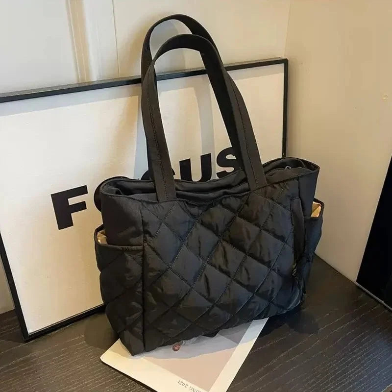 HOMEFISH Rectangular Large Capacity Single Shoulder Bag for Commuting To Work Tote Bag in Korean Style Casual Handle Bag